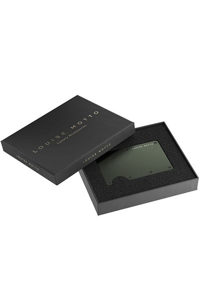 Louise Motto Cardx - Burano Clips - Portofel și suport pentru carduri de nouă generație - Portofel minimalist din metal - Blocare RFID (KHAKI)