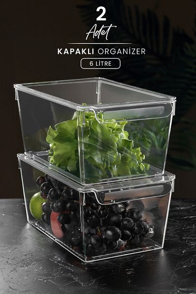 Kitchen Life 6 L Capacity 2-Piece Airtight Refrigerator - Vegetable and Fruit Storage Organizer