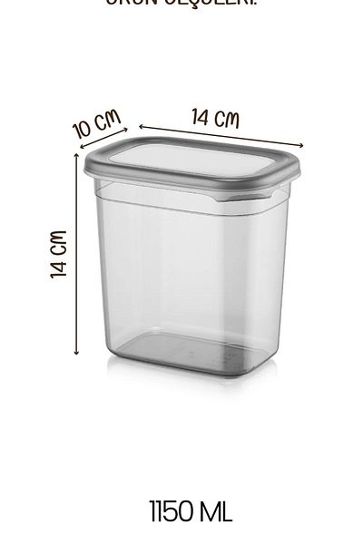 NESS HOME Set of 6 Labeled Moly Rectangular Food Storage Containers 1150ml - Spice Rack