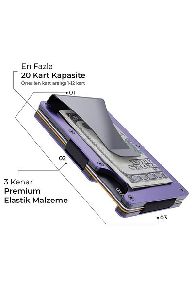 Louise Motto Cardx - Burano Clips - New Generation Minimalist Wallet & Metal Card Holder - Rfid Protection - Unisex (PURPLE)