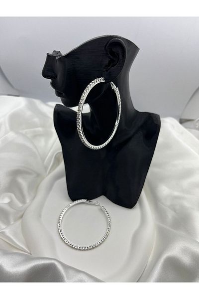 Yıldız Accessory Stylish Night - Sırataş Hoop Waterway Steel Earrings (6cm)