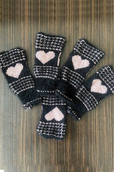 Çt Çeyizci Tekstil Yumoş Black Powder Heart Set of 5 - Dowry Fiber
