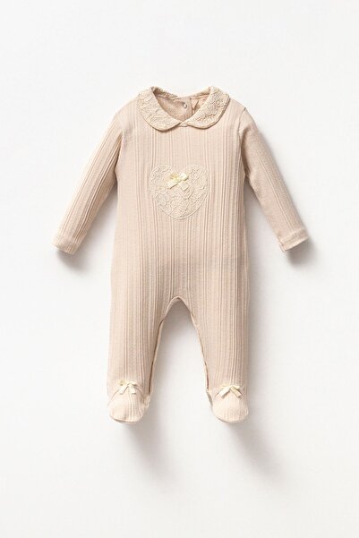 Minipodyum Uzun Kollu %100 Pamuk Bebe Yaka Hediyelik Kız Bebek Patikli Tulum ...