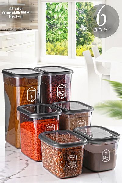 Kitchen Life Advantageous 6-Piece Anthracite Moly Rectangular Storage Container Set - Multi-Set Feeding Set