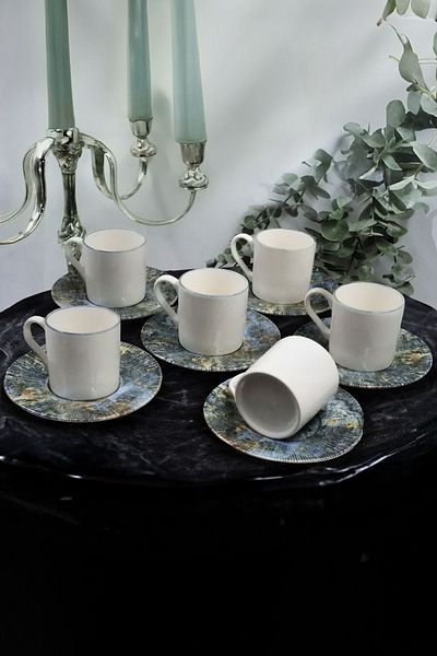 Kitchen Life 12 Pieces 6 Person Axis Porcelain Coffee Cup Set - 100 ml