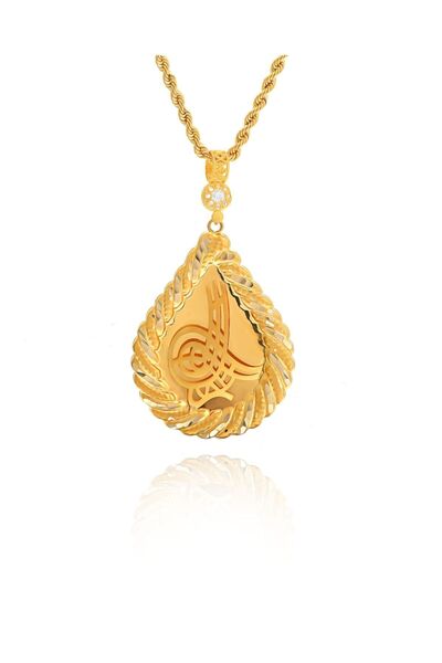 MOOM MÜCEVHERAT Kadın 14 Ayar Altın Osmanlı Tuğrası Halat Zincirle Birlikte