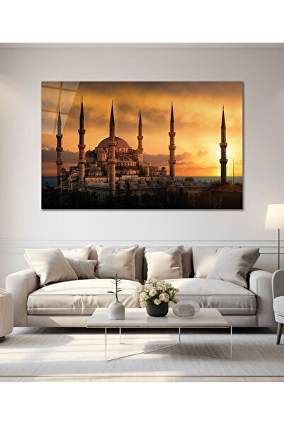 Genel Markalar Sultanahmet Cami Cam Tablo Hediyelik Büyük Tablo Ev Ofis Dekoru