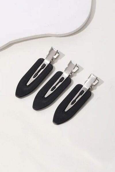 C&E Design Kadın 3'lü Siyah Iz Yapmayan Saç Makyaj Cilt Bakımı Klips Toka Seti