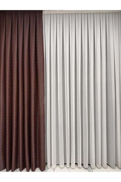 Erdoğanlar Koza Single Wing Black Background - Red Striped Background Curtain, 1/3 Close Pleat