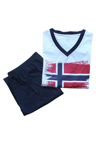 Nur Aka by Nurteks Large Size Pajama Set with Flag Printed V-Neck