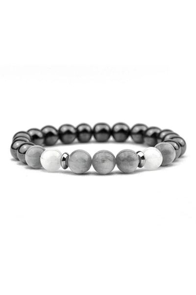 Alnis Atelier Hematite And Moon Stone Natural Stone Bracelet