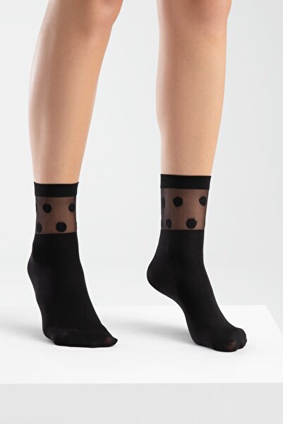 Bonny Silver Odor-Free Polka Thin Socket Women's Black Silver Socks