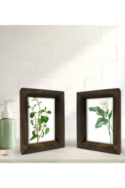 Bk Gift Gift Bathroom Decorative 2-Piece Natural Solid Wood Frame 15X20Cm-19
