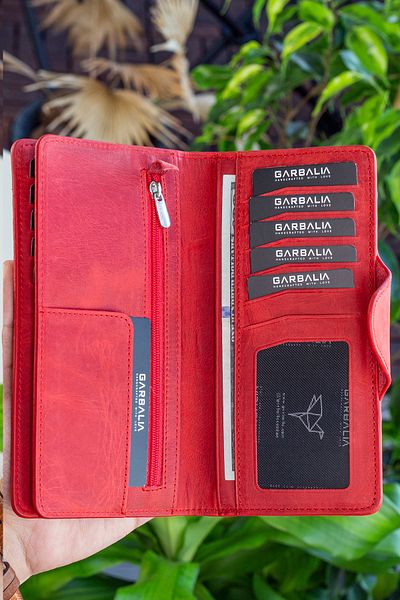 Vianel New York Axel Genuine Leather Crazy Red Unisex Portfolio Wallet