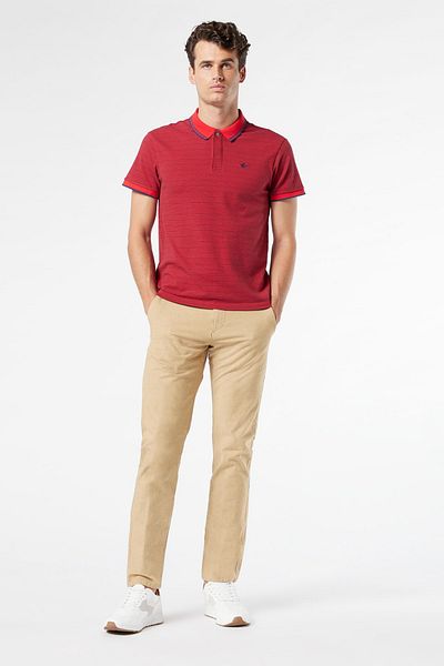 Red polo shirt and khaki pants sales