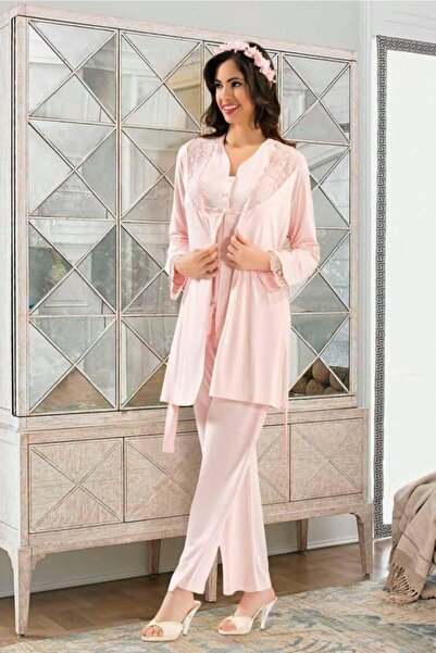 Xses Lohusa 3lü Penye Pijama Takımı 2190 Pudra