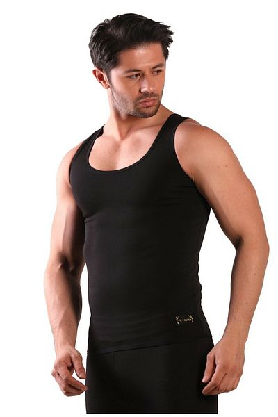 lovebox Men's Black Polymer Coated Slimming Fat Burning Suspender Thermal Corset Suit