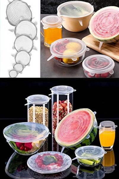 QNİAY Silicone Stretch Cover Freshness Protective Pot Plate Cap 6 Pieces Storage Container Cap