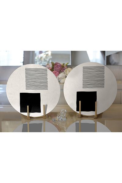 Realhomes 2-Piece Abstract Style Digital Printed with Onedraw Drawing Modern Round Charger & Placemat