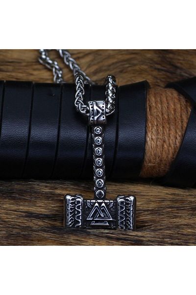 Viking Thor Mjollnir Hammer Warhammer Norse Mythology Odin Nordic 316l Steel Necklace