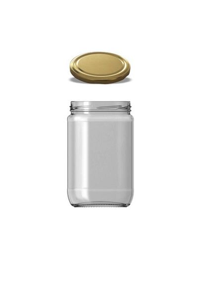 Paşabahçe Glass Jar 660 Cc Gold Lid 6 Pieces Canned
