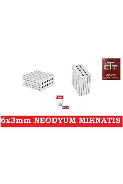 CEKSAN Neodyum Mıknatıs Yuvarlak 6x3mm Güçlü Mıknatıs 100 Adet