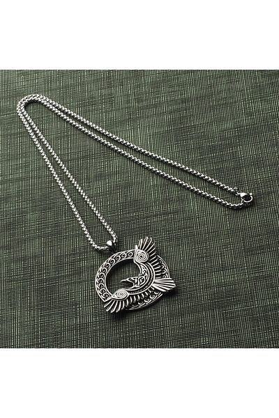 Viking Norse Mythology Odin Huginn Muninn Raven Design 316l Necklace