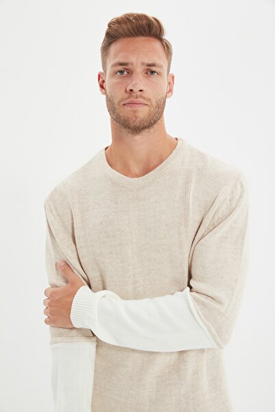 Trendyol Collection Stone Men's Regular Fit Crew Neck Knitwear Sweater TMNAW22KZ0623