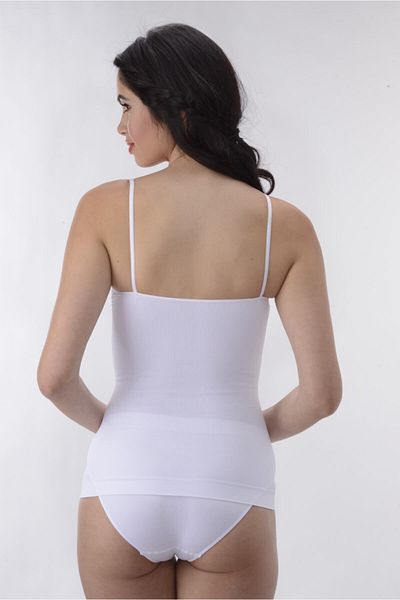 PROSLİM Women's White Thin Strap Gathering Athlete Corset Seamless Knitted Seamless Silky Size 1 Thin Look
