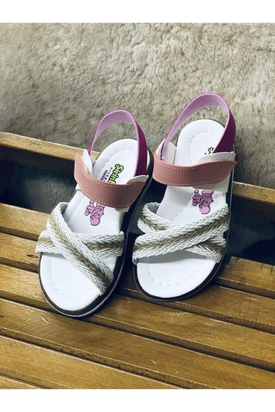 Şirin Bebe Baby Girl Orthopedic Thin Sole Linen Sandals