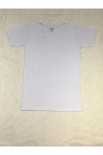 ERŞAH Men's White Lycra V-Neck Undershirt
