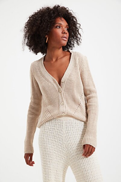 Trendyol Collection Cardigan de tricotaj cu detalii Stone Knit TWOAW21HI0128