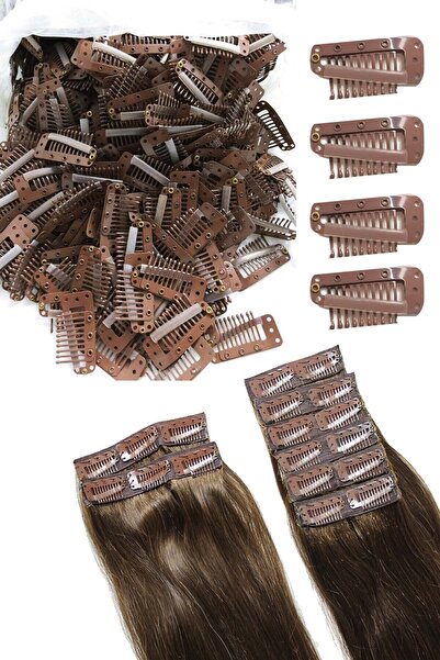 PRODİVA Peruk, Çıtçıt, Postiş, Yarımay, Kahkül Klipsleri 65 Adet / 100 Gr Açık Kahve Paket