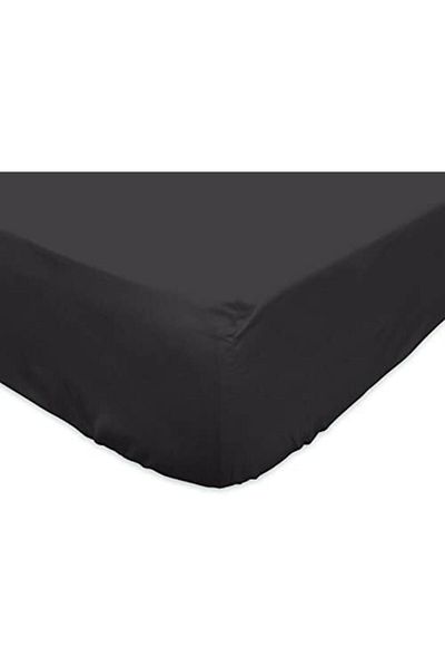 Maki 100% Cotton Ranforce Fitted Sheet 180x200 (32 Cm Deep Flap), Black
