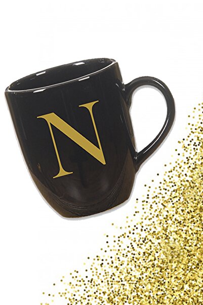 Vivas Black Mug with Letter N HKSN101