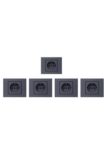 OVİVO Grano Smoked Grounded Socket Including 5 Frames