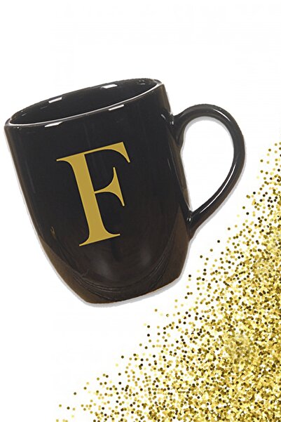 Vivas Black Mug with Letter F HKSF101