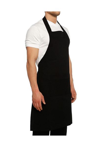 DrMia Kitchen Waiter Cook Chef Work Apron Service Apron Halter Neck Unisex Black