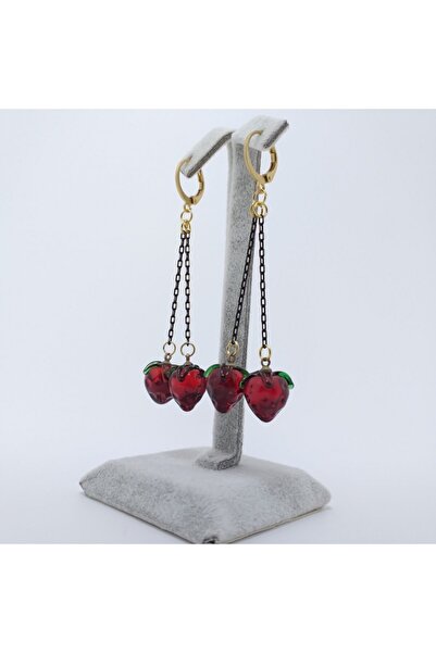 Hanecambaz Murano Cam Çilek Küpe