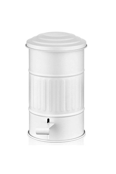 The Mia Galvanized Metal 5lt 31x17cm Pedal Trash Can White Glv0311
