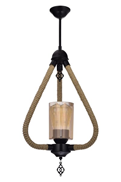 Genel Markalar Beykoz Lüx Halatlı Optik Camlı Sarkıt Avize (siyah)