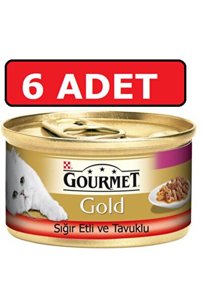 Gourmet Gold Sığır Etli Ve Tavuklu Kedi Konservesi 6 Adet 85 Gr Parça Etli Ya...
