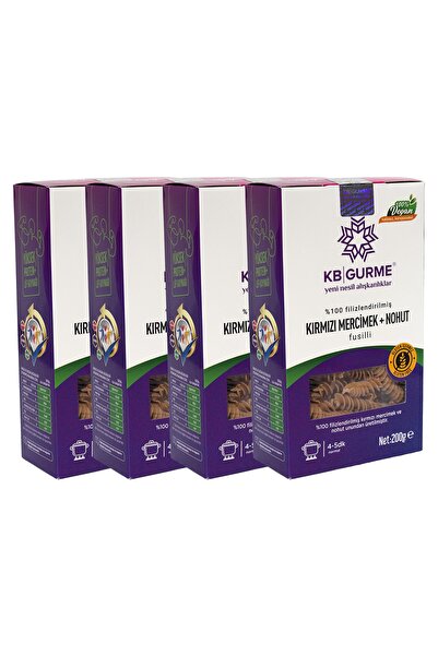Kbgurme Glutensiz & Vegan Kırmızı Mercimek + Nohut 200gr 4 Adet