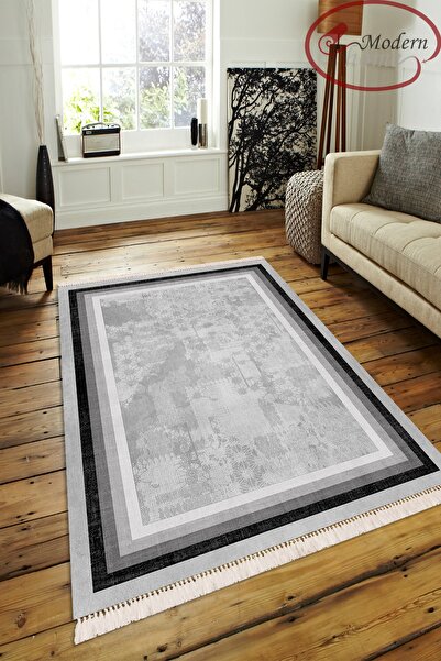 Modern home Çerçeve Tasarım Püsküllü Halı Dijital Baskı Yıkanabilir Kaymaz Ta...