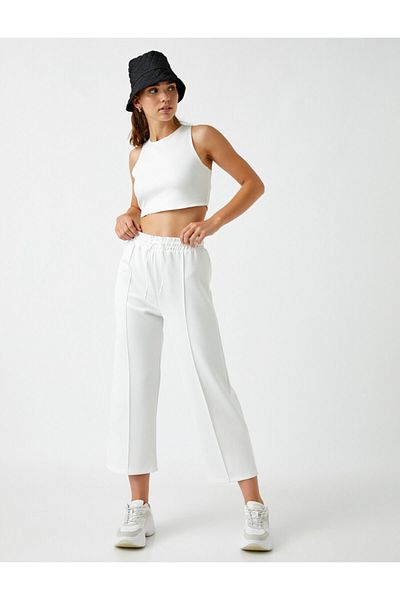 Koton Women's Ecru Trousers