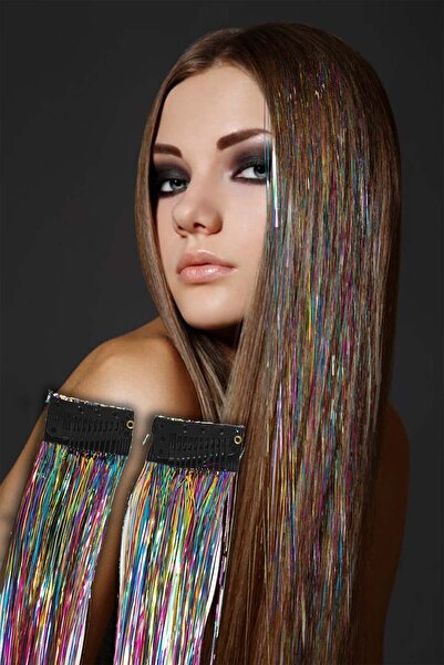 PRODİVA Saç Aksesuarı Klipsli Simli Saç İpi - Mix - 10 Paket / 20 Adet