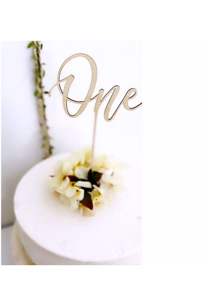 Hediyenikap Wooden One Cake Decoration