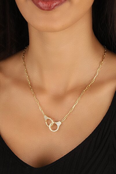 Lia Berto Altın Kaplama Kelepçe Model 925 Ayar Gümüş Kolye