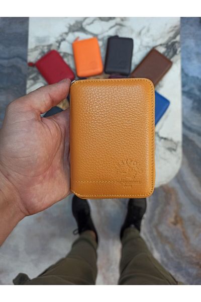 Westpolo Suport pentru carduri portofel unisex din piele naturală cu fermoar