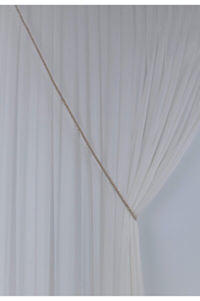 Saççax Exclusive Bej Renk Klasik Kordon Kruvaze Tül Perde Fon Toplama Halat 4...